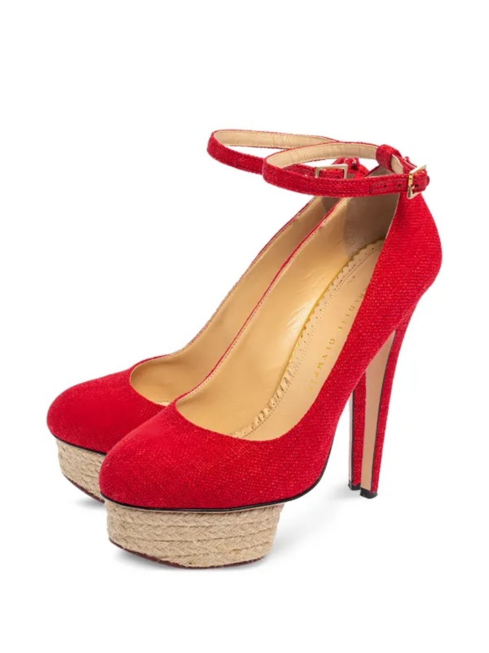 NIB Charlotte Olympia Dolores 150mm- Red Woven Pump 6.5